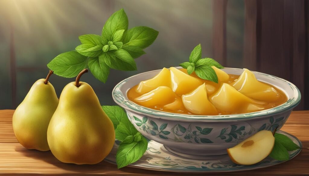 fruit compote with ripe pears